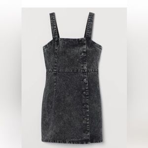 H&M Black Wash Sleeveless Button Up Denim Dress, Small